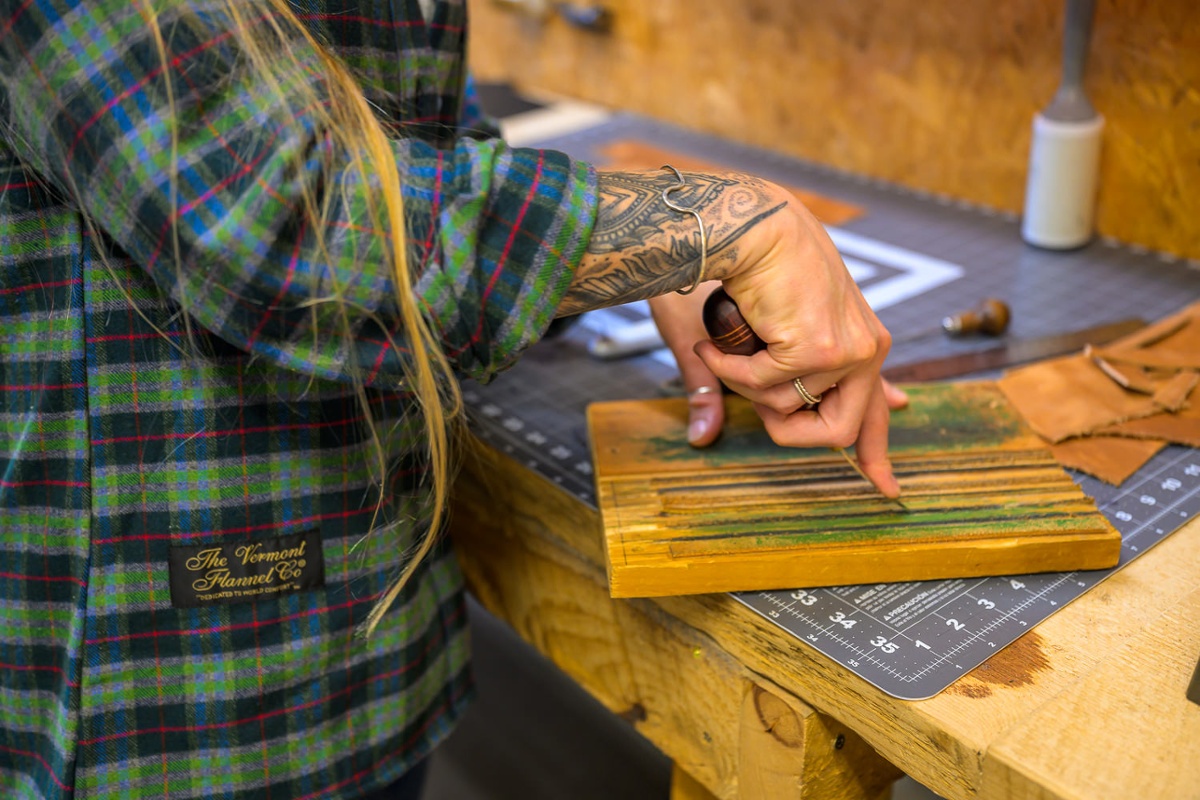 Sharpening a tool.