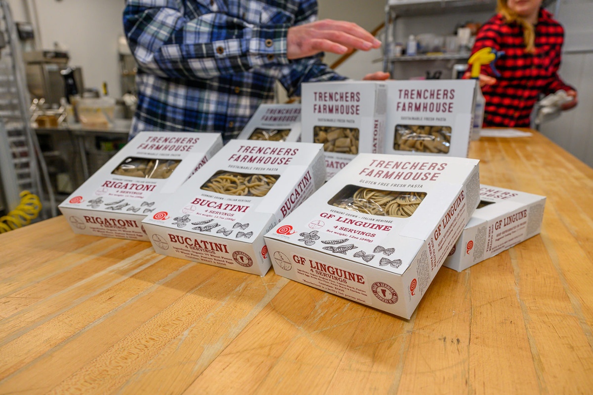 Trencher's pasta packaged and ready to ship.